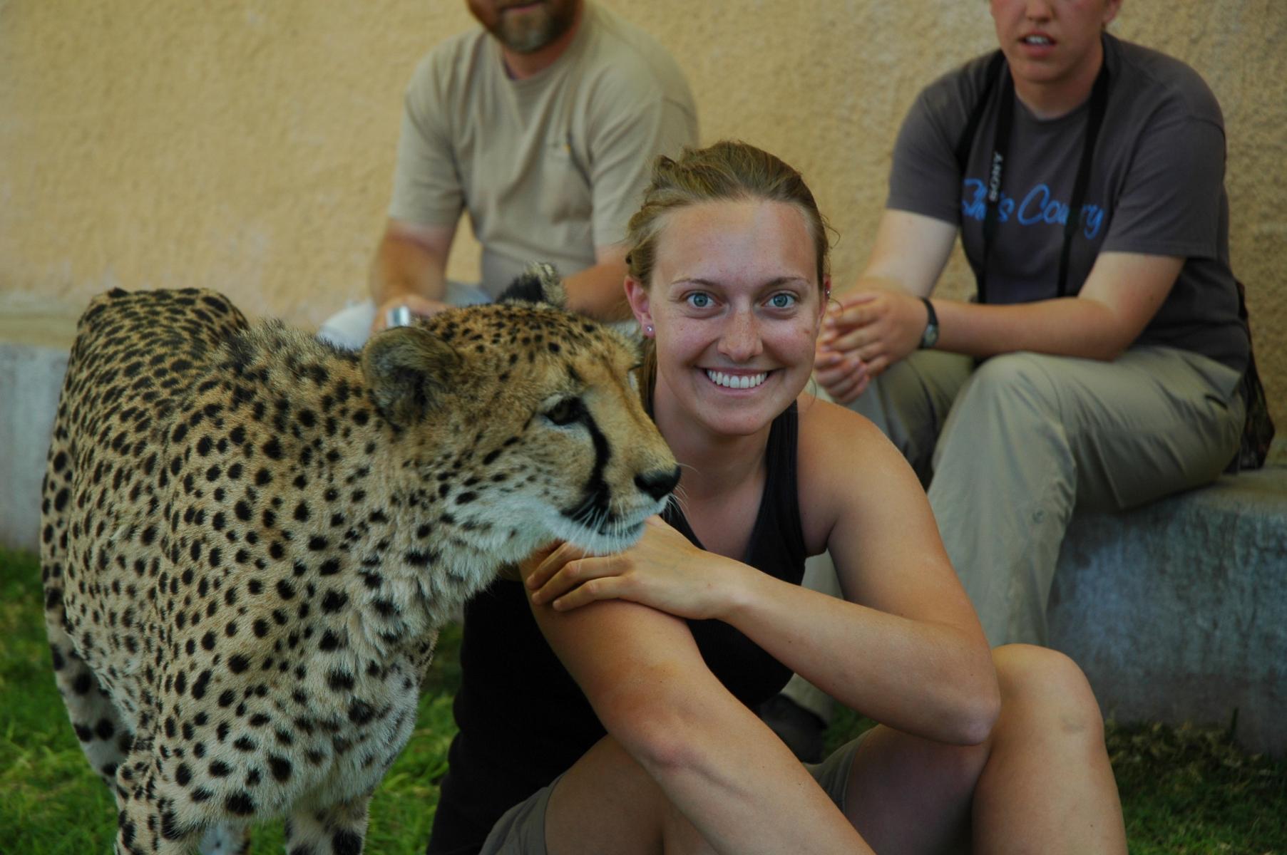 A student with a cheetah