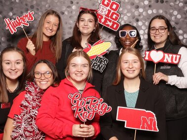 CASNR Ambassadors pose with photo props