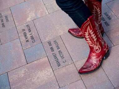 red boots bricks