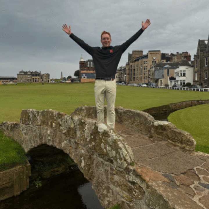 Mason McKenna on the bridge at St. Andrew's