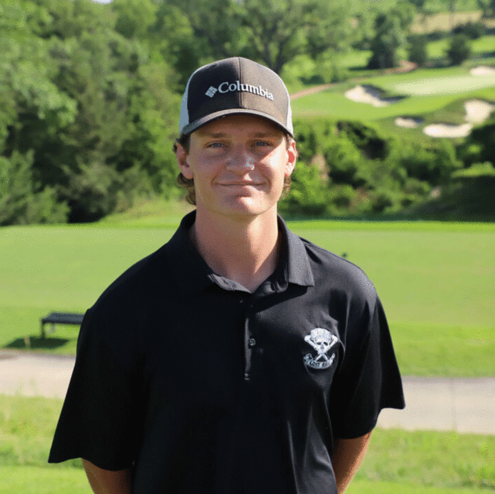 Nate Agosta with golf course in background
