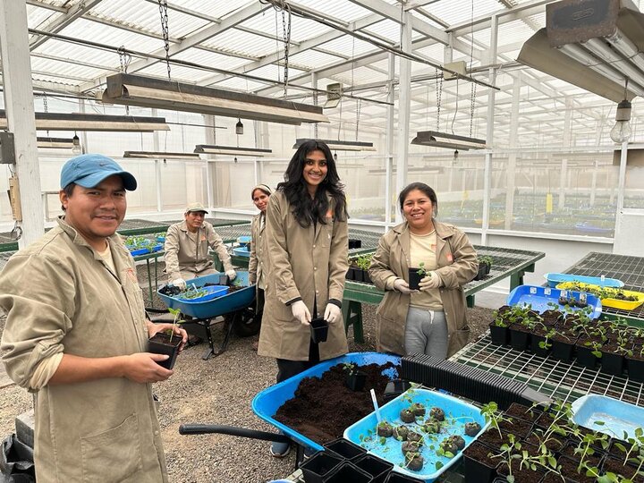 students in a soil lab