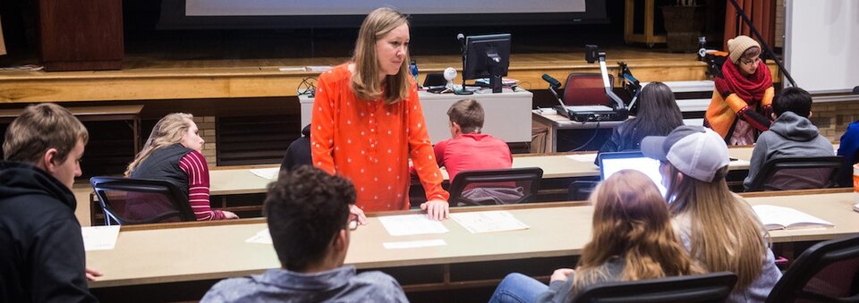 Professor teaching in classroom